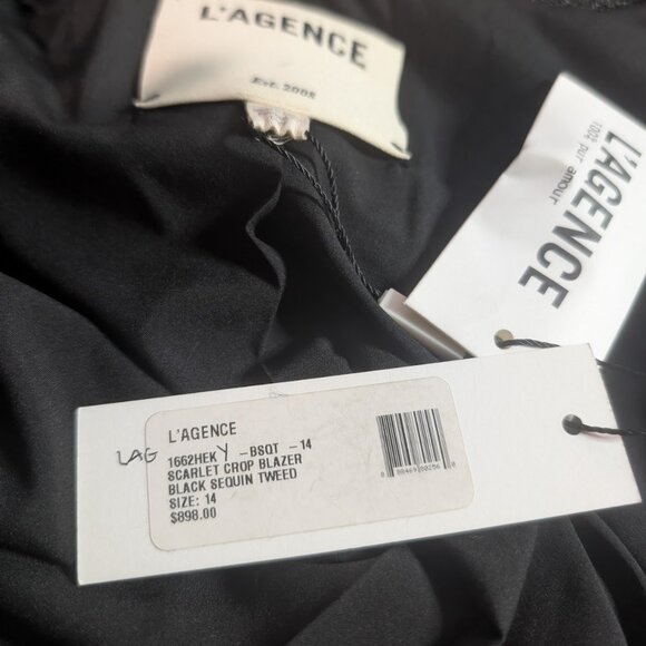 L'AGENCE | Scarlet Crop Blazer In Black Sequins - Picture 5 of 15